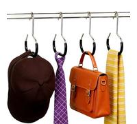 4Pack Durable Steel Hangers: Maximize Closet Space with Versatile Storage, Multi-Functional Rack Organizers Clothes Storage Accessory for Hat Scarf Hook Ties Shawl. (Black)