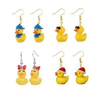 4pairs Little Yellow Duck Oreja Drop Animal Inspirado Dangle Pendientes Joyas Elegante Ocuad Accesorios Hecho a Mano Regalo Moda Animal Inspired Pendientes