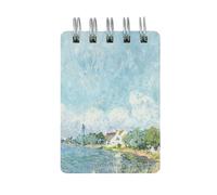 4PC-A7 - Cuaderno portátil simple y portátil para verano, línea horizontal en el interior del paisaje de dibujos animados