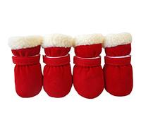 4pc Antideslizantes Zapatos para Cachorros A Prueba de Invierno Mascota Perro Antideslizante Botas de Nieve Calzado Grueso Cálido para Calcetines Aire Botines Perro para Perros Zapatos, Red XL