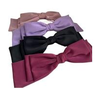 4pc Big Satin Hair Clip Bows Women Solid Pink Black Multi Layer Pin Korean Fashion Pinches For Accessories(4PCS Set)