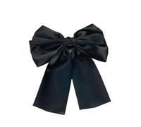 4pc Elegant Bow Ribbon Hair Clip Fashion Simple Solid Satin Spring HairPins Barrettes For Woman Girls Headband Accessories(Black)