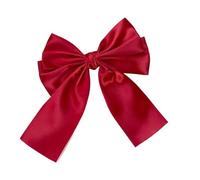 4pc Elegant Bow Ribbon Hair Clip Fashion Simple Solid Satin Spring HairPins Barrettes For Woman Girls Headband Accessories(Red)