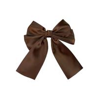 4pc Elegant Bow Ribbon Hair Clip Fashion Simple Solid Satin Spring HairPins Barrettes For Woman Girls Headband Accessories(Brown)