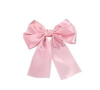4pc Elegant Bow Ribbon Hair Clip Fashion Simple Solid Satin Spring HairPins Barrettes For Woman Girls Headband Accessories(Pink)