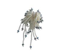 4pc Imitation Pearl Tassel Small Grip Clip Handmade Crystal Trendy Water Drop Women Hair Jewelry(A)