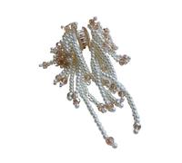 4pc Imitation Pearl Tassel Small Grip Clip Handmade Crystal Trendy Water Drop Women Hair Jewelry(Champagne)