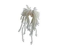 4pc Imitation Pearl Tassel Small Grip Clip Handmade Crystal Trendy Water Drop Women Hair Jewelry(White)