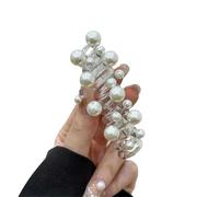 4pc Pearl Spiral Telephone Wire Hair Band Elastic Tie Portable Bubble Braid Headwear For Women Accessories(White)