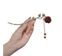 4pc Rose Flower Hair Stick Tassel Hairpin Chinese Wedding Accessories Female Ornament Styling Tools(Color 3)