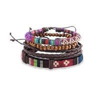 4pce Pulsera Hombre, Pulsera Surfista,Ajustable Pulseras Bohemias Trenzadas