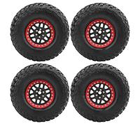 4PCS 1/10 RC Car Hub Tire Set, 2.2in Aluminium Alloy Wheels with Rubber Tire Skins, Non - Slip Tread Design, Lightweight & Durable for Traxxas TRX4 HSP Axial SCX10 D90 (Negra)