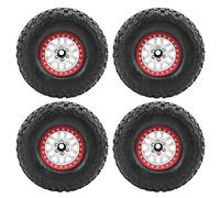 4PCS 1/10 RC Car Hub Tire Set, 2.2in Aluminium Alloy Wheels with Rubber Tire Skins, Non - Slip Tread Design, Lightweight & Durable for Traxxas TRX4 HSP Axial SCX10 D90 (Blanca)