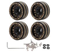 4PCS 1,2 Inch Brass Beadlock Wheel Rim Set 35,5mm Wheel Hub para SCX24 FMS24 1/24 RC Piezas de actualización de automóviles Ruedas de aleación negras duraderas de alto rendimiento