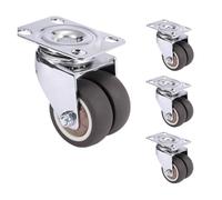 4PCS 1.5" / 2" Furniture Caster Swivel Wheels Heavy Duty Soft Rubber Casters For Platform Trolley Household(4PCS without brake,2 inch)
