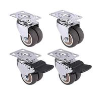 4PCS 1.5" / 2" Furniture Caster Swivel Wheels Heavy Duty Soft Rubber Casters For Platform Trolley Household(Brake and no brake,1.5 inch)