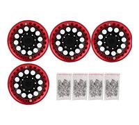 4Pcs 1.9in Aluminum Beadlock Wheel Rims | High - Strength Alloy for SCX10 / / D901 RC Crawler Cars | 1/10 Scale Off - Road Accessories | 12mm Hex Drive, 56mm Outer Diameter (Black Red)