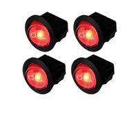 4PCS 220V illuminated 6A 20mm Hole Cut Car Mini Round Rocker Switch Dashboard Boat Push Button O - Power On-Off Seesaw ESSEIEIE(Red)