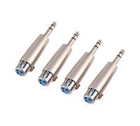 4Pcs 3-Pin XLR Female to 6.35mm 1/4" Stereo Jack Audio Adapter, Zinc Alloy Microphone Connector for Mixing Console, Guitars, and Stage Lamps