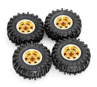 4pcs 55mm Metal Beadlock Wheel Rim con Tubos de Rubio para 1/24 Escala RC Crawler Car Replación