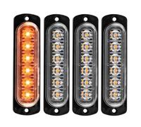 4pcs 6 LED Luces de Advertencia de Emergencia Ámbar Peligro Estroboscópica Intermitente, 12V-24V Barra de Luz Impermeable pour Coche Caravana Motocicleta Vehículo Camión