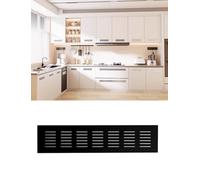 4Pcs Aluminum Air Vent Grille Cover - Easy Install Rectangular Ventilation Grill for Wardrobe, Cabinet, Bathroom Door & Furniture(Black,6x55cm)