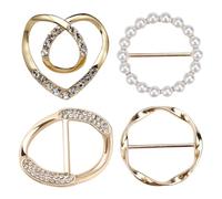 4pcs anillo de bufanda 4 estilos de camisa clips de aleación dorada estiércol clip para anillos nudos t- clips de decoración y fijación de dobladillo |.Anillo de nudo de tee de
