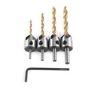 4pcs Avellanadores 3-6mm con llave, Avellanador Recubierta de Titanio Brocas de Chafln de HSS para Carpintera Escariador de Carpintera