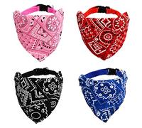 4Pcs Bandanas de Perros,Pañuelos para Perros,Bufanda de Mascota Ajustable, Triangulares para Mascotas Bandana Collar, Baberos para Gatos Perros Grandes Medianos Pequeños,Roja Azul Negra Rosa (M)