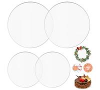 4pcs Base para Tartas Acrílico - 15 cm y 20 cm,Bandeja para Tartas Tableros,Tablero Redondo para Tartas,Tablero para Pastel Transparente Reutilizable,Discos de Pastel Cake Board para Tartas de Crema