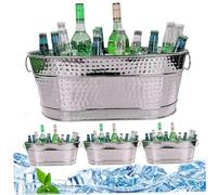 4pcs bebe cubos para fiestas, bañera de metal de 15qt, bañera galvanizada cubo de hielo cubas de bebida de metal grandes para fiestas babulpa de cerveza con manijas de transporte para cócteles de cha