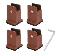 4PCS Bed Risers, Adjustable Furniture Risers with Screw Clamp Desk Riser Rubber Bed Couch Risers for Sofa, Chair Legs, Refrigerator, Washing Machine (Brown)