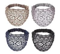 4PCS Boho Chic Crystal and Pearl Headband, Elegant Floral Beaded Wide Headband,Boho-Chic Crystal & Pearl Embellished Wide Headbands