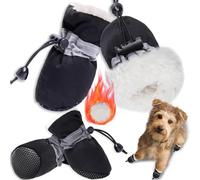 4PCS Botas de Perro,Botas Invierno Perro,Zapatos Invierno Perro,Adecuado para Perros Pequeños Y Medianos, Antideslizante Y Cálido En Invierno, Apto para Actividades Al Aire Libre (Negro 4)