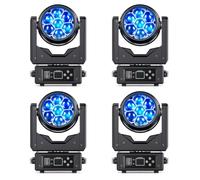 4PCS Cabeza Móvil 280W LED RGBW con DMX512,Proyector Foco Electrónico,Efectos Wash Beam Vortex Kaleidoscopio,Foco Luz Discoteca Beam Moving Head para Escenario Club DJ Bar Fiesta Show Bar Boda