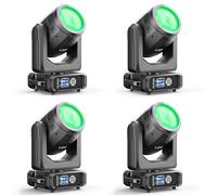 4PCS Cabeza Móvil LED RGBW de 200W, Zoom Electrónico de 2-5° Prisma de 18 Facetas Colores y Patrones d-mx512/Activo por Sonido para Escenarios Clubes Bodas Discotecas y Bares