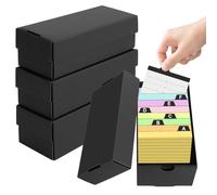 4Pcs Caja para Flashcards A8 para Tarjetas Estudio 52 x 74mm, Capacidad 980 Fichas, Caja de Aprendizaje Negra para Notas Recetas, für Schulsachen Büro Zuhaus