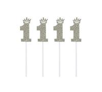 4pcs Cake Toppers Number 1 Crown Glitter Paper Picks Toppers Wedding Cake Fruit Picks Dessert Table Decorative Supplies (golden)