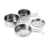 4PCS Camping Cooking Set, Stainless Steel Cookware Set Utensils Camping Pots and Pans Set Collapsible Camping Cookware Portable Camping Kitchen Tableware Outdoor Accessories