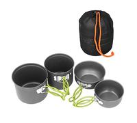 4pcs Camping Pot Kit, Outdoor Camping Cookware Set, Multi Layer Anti Scalding Mess Kit with Folding Handle for Hiking Backpacking, Includes Cauldron Small Pot and Lids