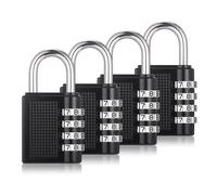 4Pcs Candado Combinacion, Candado Taquilla Gimnasio, Candados de Acero Inoxidable, Candados de Combinación 4 Cifras, Candado Impermeable para Taquillas Maleta Viaje Jardines Cobertizos (A, Negro)