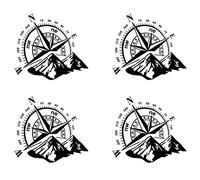4Pcs Car Off-Road SUV Side Body Sticker Compass Mountain Decals for Wa