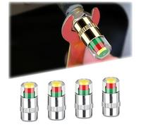 4PCS Car Tire Pressure Monitor Valve Stem Caps, 2.4 Bar/36 PSI with 3-Color Eye Alert, Easy-to-Read Pressure Indicator, Universal Fit for All Vehicles (Silver)