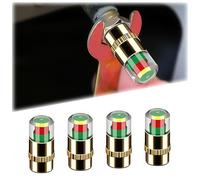4PCS Car Tire Pressure Monitor Valve Stem Caps, 2.4 Bar/36 PSI with 3-Color Eye Alert, Easy-to-Read Pressure Indicator, Universal Fit for All Vehicles (Gold)
