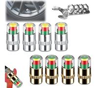 4PCS Car Tire Pressure Monitor Valve Stem Caps, 2.4 Bar 36psi Tire Pressure Monitoring Caps - Easy to Read 3 Color Eye Alert, Fit for Cars, SUVs, Trucks, Motorcycles, Bicycles (Mix-8PCS)