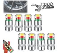 4PCS Car Tire Pressure Monitor Valve Stem Caps, 2.4 Bar 36psi Tire Pressure Monitoring Caps - Easy to Read 3 Color Eye Alert, Fit for Cars, SUVs, Trucks, Motorcycles, Bicycles (Silver-8PCS)
