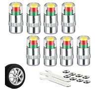 4pcs Car Tire Pressure Monitor Valve Stem Caps, 2.4bar 36 PSI Tire Pressure Monitoring Caps, 3 Color Eye Alert & Easy to Visual Read (Silver,2set)