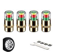 4pcs Car Tire Pressure Monitor Valve Stem Caps, 2.4bar 36 PSI Tire Pressure Monitoring Caps, 3 Color Eye Alert & Easy to Visual Read (Gold,1set)