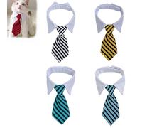 4PCS Cat Business Tie, Cats Necktie with Suit White Collar Adjustable, Cat Necktie Cat Tie, Adjustable Puppy Pets Formal Necktie Collars, Dog Ties with Suit White Collar (Set-a)