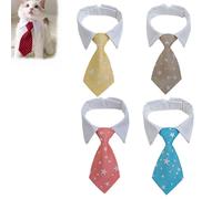 4PCS Cat Business Tie, Cats Necktie with Suit White Collar Adjustable, Cat Necktie Cat Tie, Adjustable Puppy Pets Formal Necktie Collars, Dog Ties with Suit White Collar (Set-d)